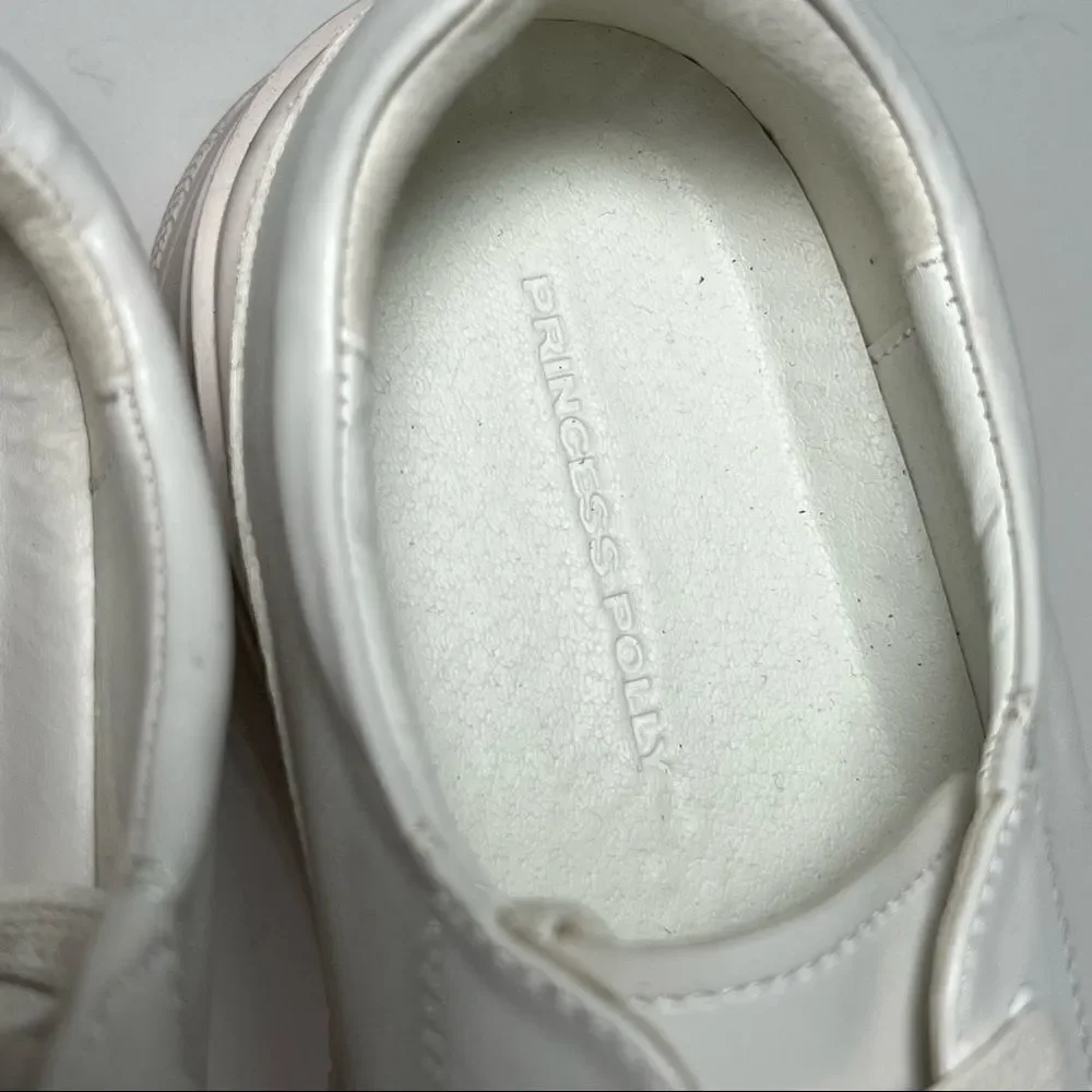 ‎Princess Polly Dylan White Eco Vegan Leather Platform Sneakers 9